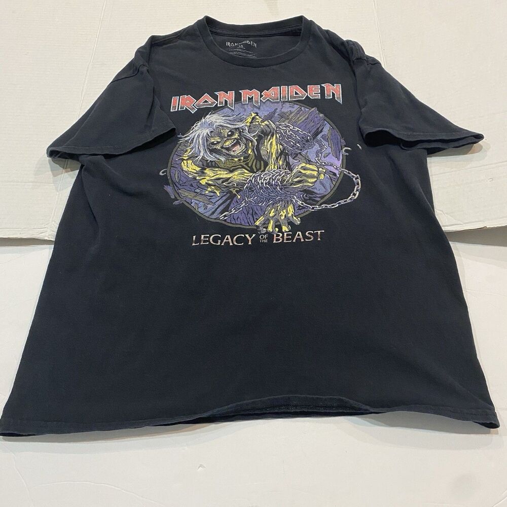 Iron Maiden Legacy of the Beast T-Shirt Large Black Heavy Metal Band Tee